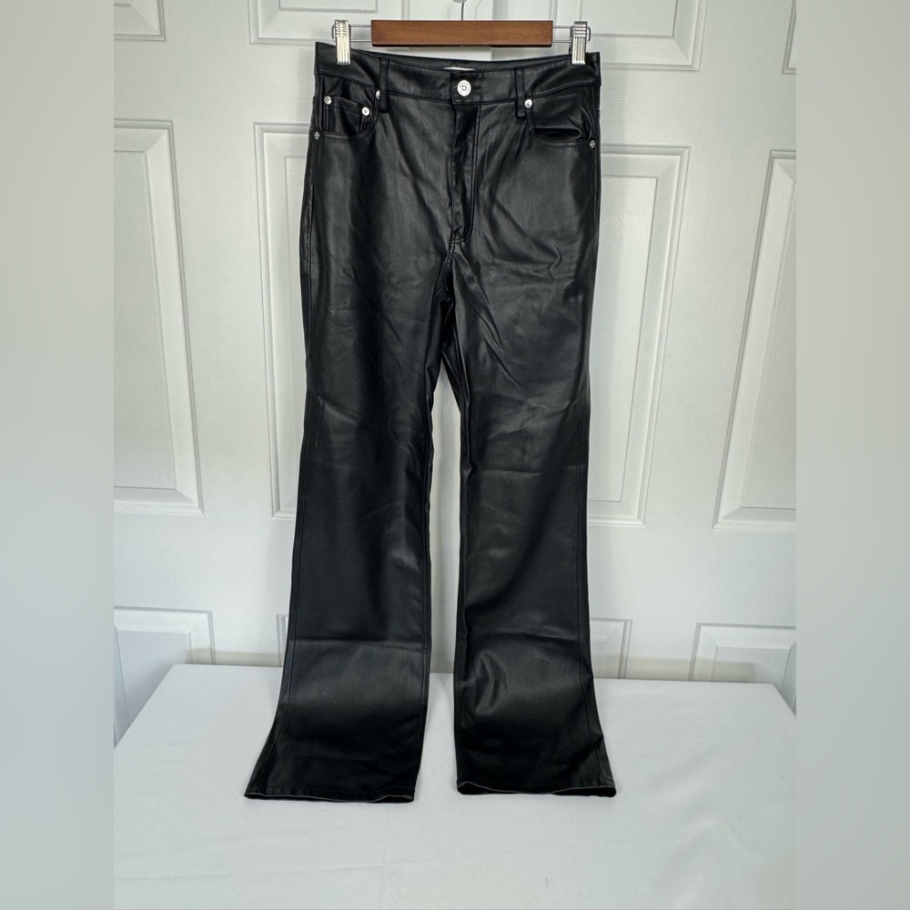 Women's Zara Black Faux Leather Wide Leg Pants Size 6